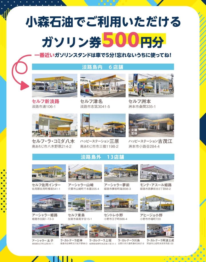 ガソリン券が利用できる店舗